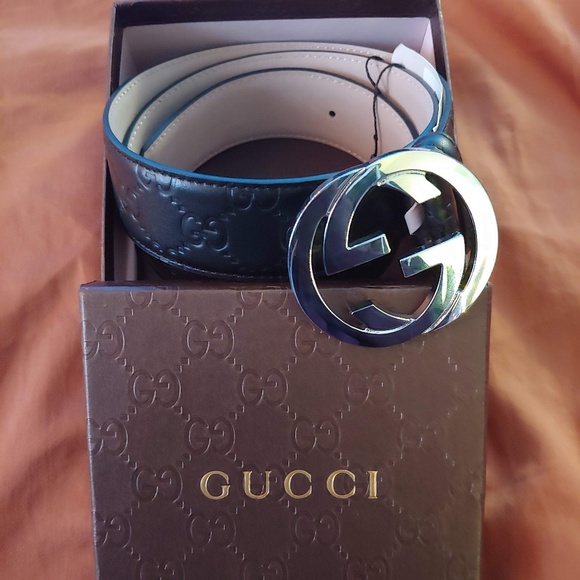 Accessories - Silver GG Buckle Black Leather